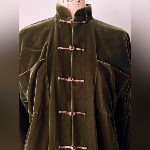 Shanghai Tang Olive Green Velvet Chinese Jacket - Picture 4 of 8